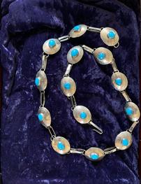 Sterling Silver and Turquoise Cocha Belt (39 long) 202//263